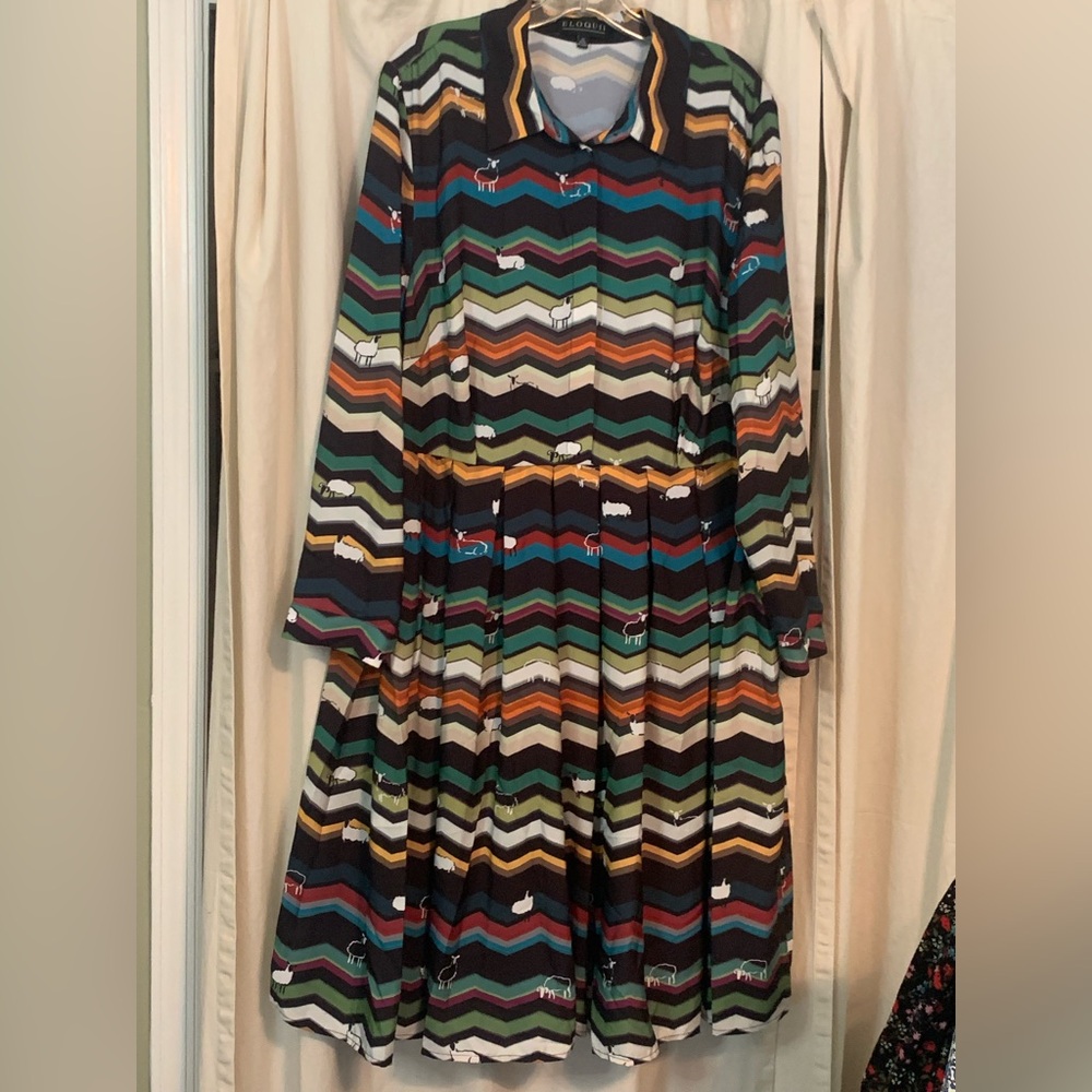 Eloquii Multicolor Chevron Sheep Dress - Picture 2 of 12